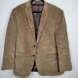 Lauren Ralph Lauren Mens Corduroy Sport Blazer Tan Size 44R Paisley Lined Jacket